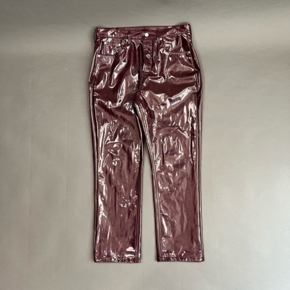 RED LEATHER MAROON GLOSS PUNK PANTS 🍷